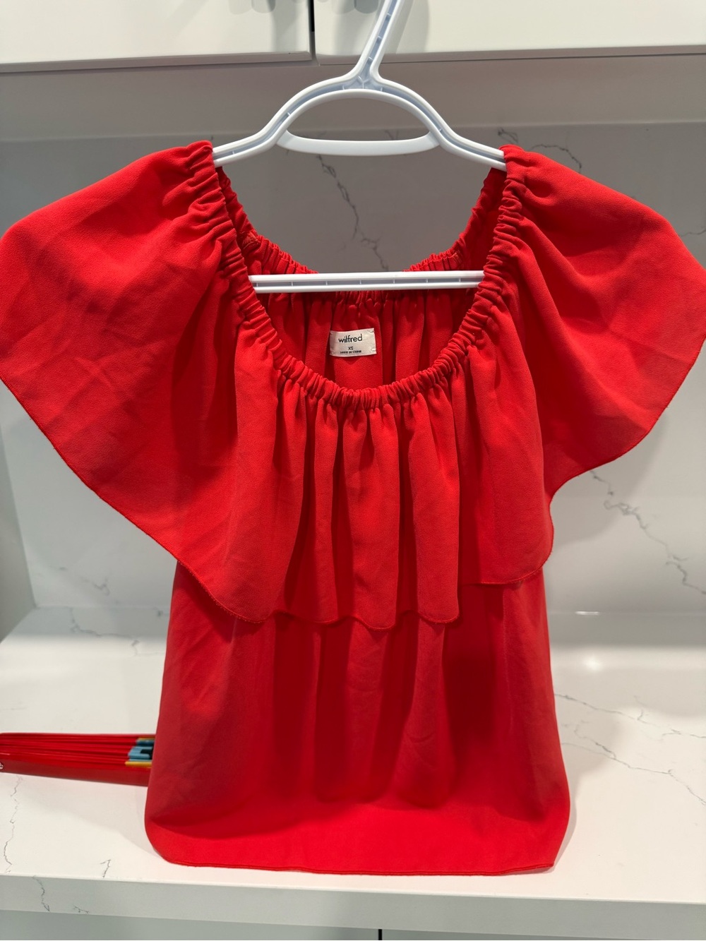 Wilfred Red Ruffled Square-Neck Blouse - Picture 2 of 4
